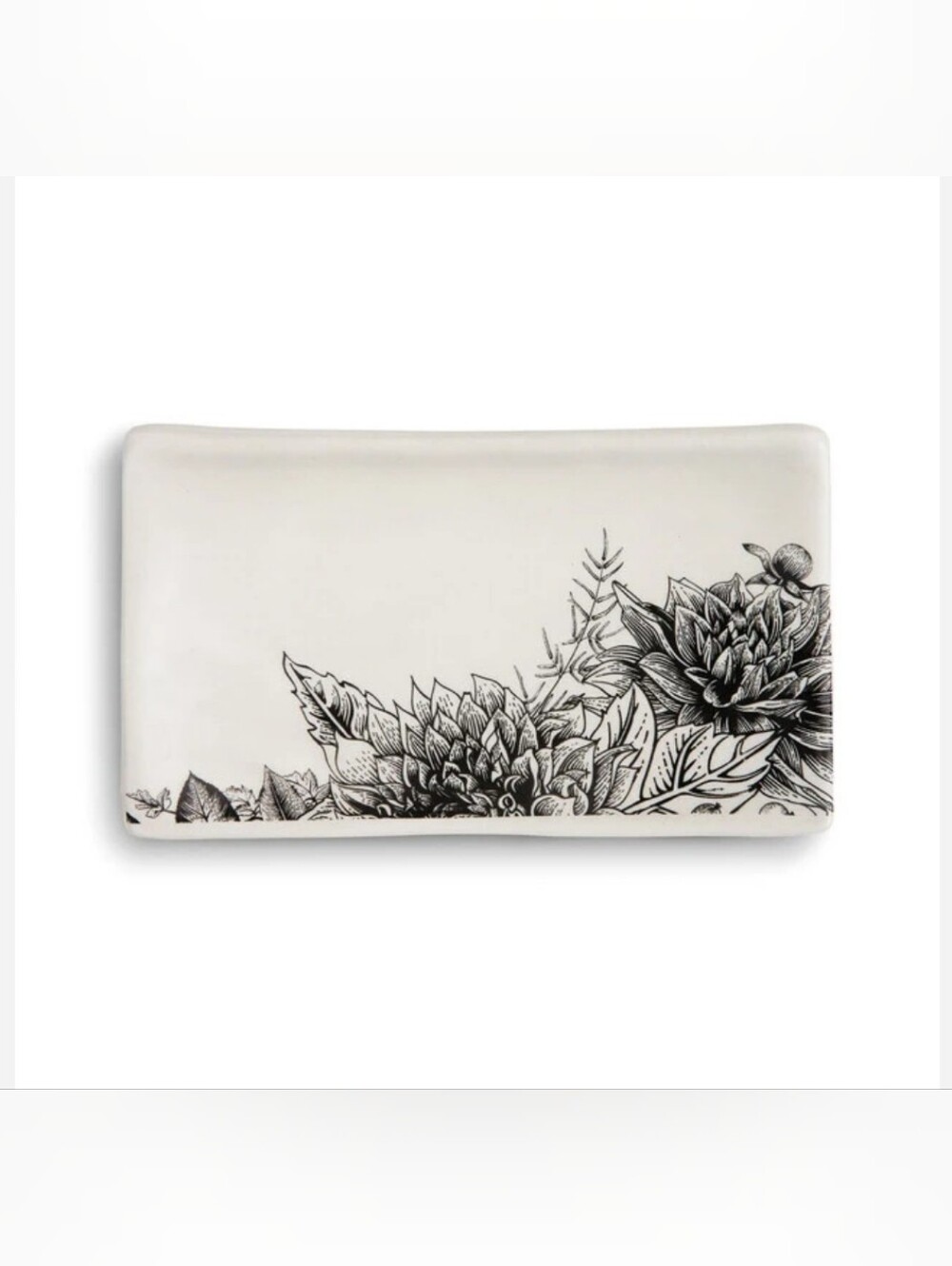 Demdaco Floral Ceramic Spoon Rest or Trinket Dish